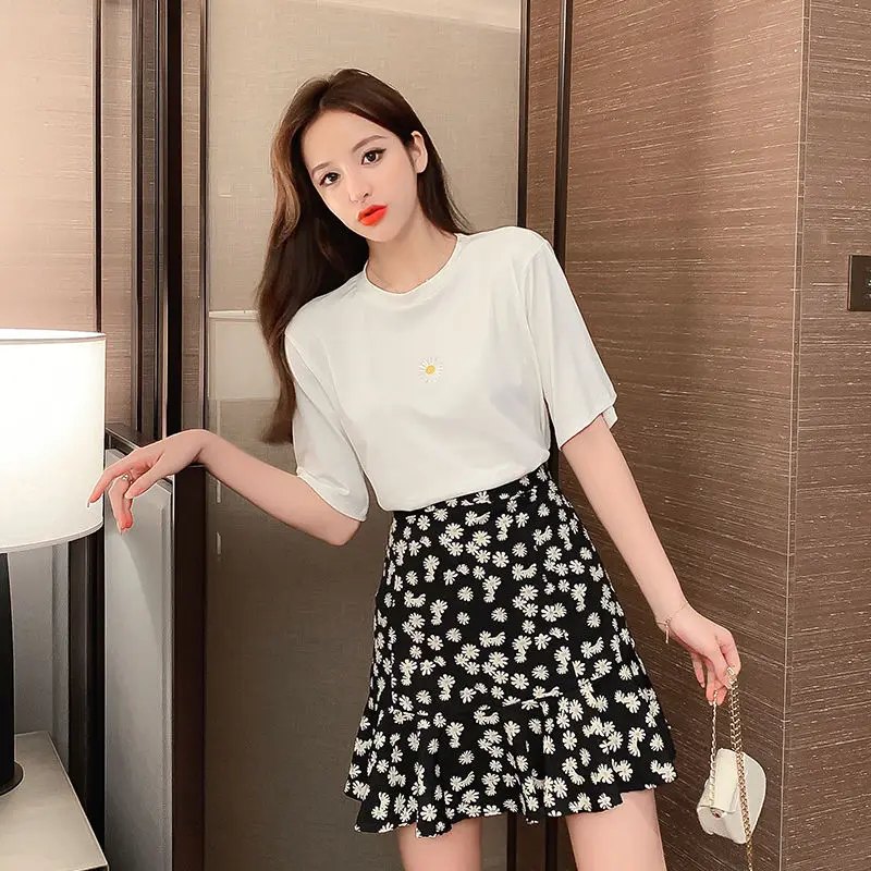 Women's Skirt Ruffle Skirts for Women High Waist Clothes Beach Floral Midi Trend Korean Style New In Casual Luxury Stylish Cheap