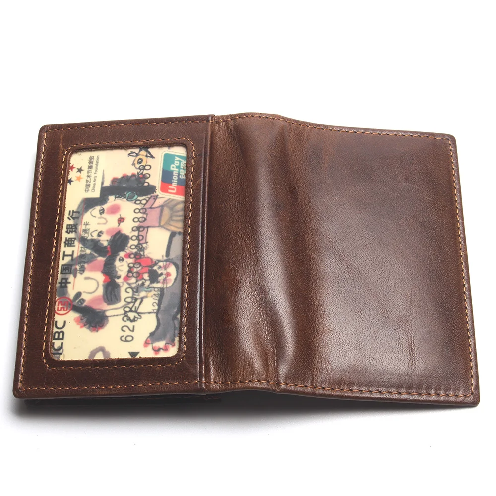 RFID Blocking Genuine Leather Short Wallet Men Purse Bank Card Holder Chain Mini Money Bags Special Gift For Vintage Vallet