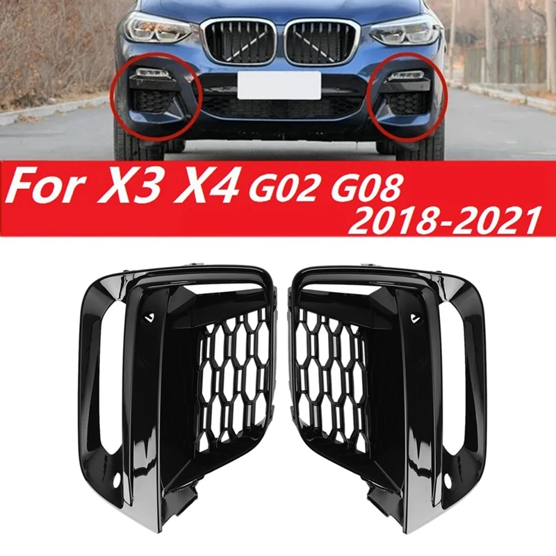 

1Pair Front Bumper Fog Light Grille Trim Frame Cover For BMW X3 G01 X4 G01 G02 G08 18-2020 Exterior Cover (With Fog Lamp Hole)