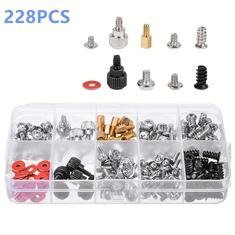 

Desktop chassis installation screw set 228pcs boxed DIY power supply optical drive hard drive motherboard screws