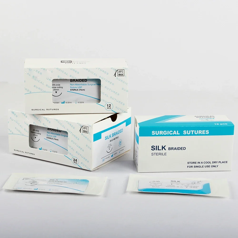 Absorbable Suture Thread Pet Dog Specific PGA 910 75CM 90CM With Needle 2/0 3/0 4/0 5/0 Teaching Clinic Hospital Exercises 12pcs