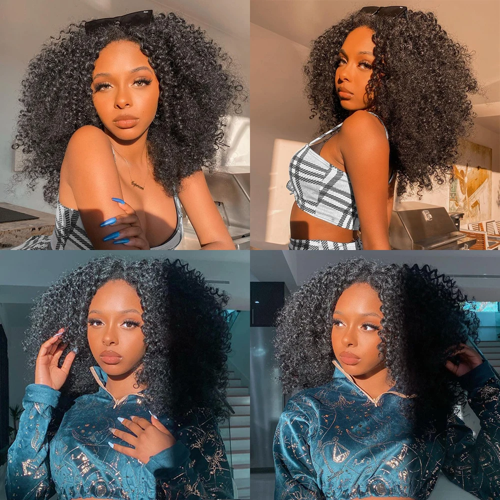 Perruque Bob Lace Front Wig synthétique courte, perruque afro crépue bouclée brun ombré, cheveux naturels moyens noirs, équipement de sauna avec clip pour femmes