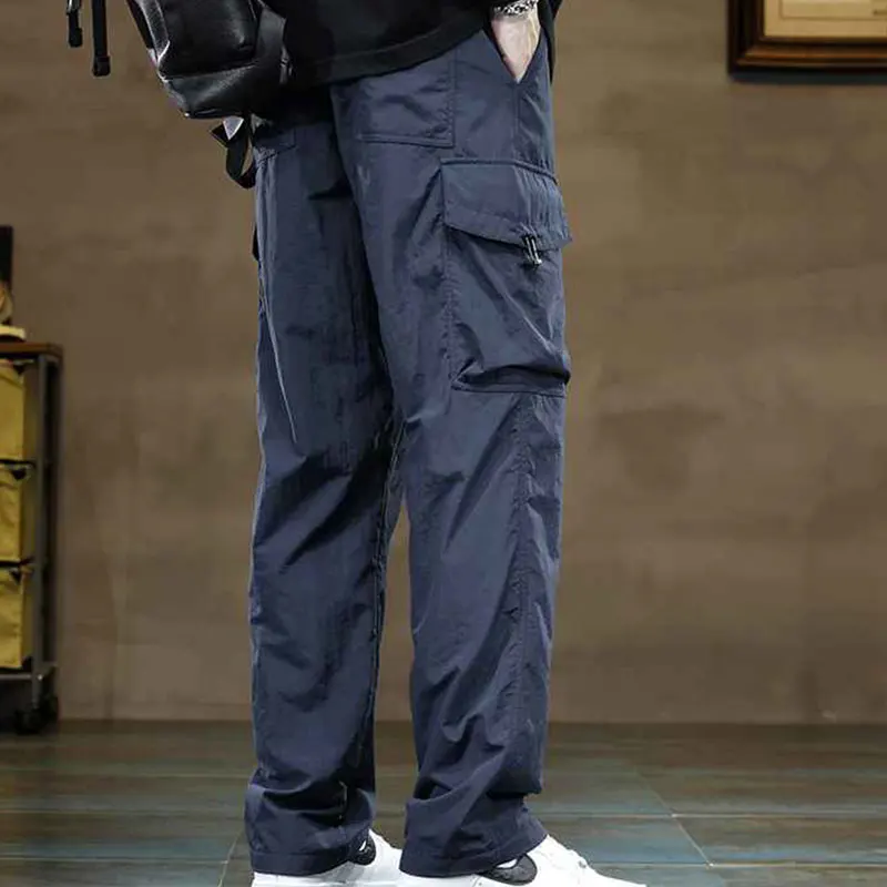 Autumn Winter Elegant Fashion Harajuku Slim Fit Ropa Hombre Loose Casual All Match Cargo Pants Solid Pockets Straight Leg Pants