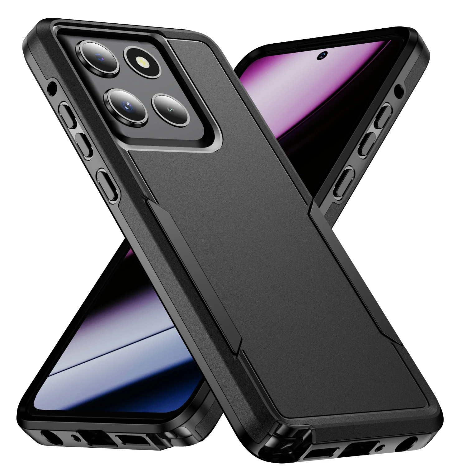 Rugged Armor Shockproof Phone Case with TPU Frame and Plastic Cover