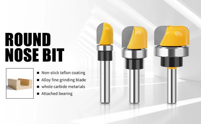 JGZUI 3-Piece 1/4" Shank Bowl & Tray Router Bit Set - Carbide Tipped For Woodworking