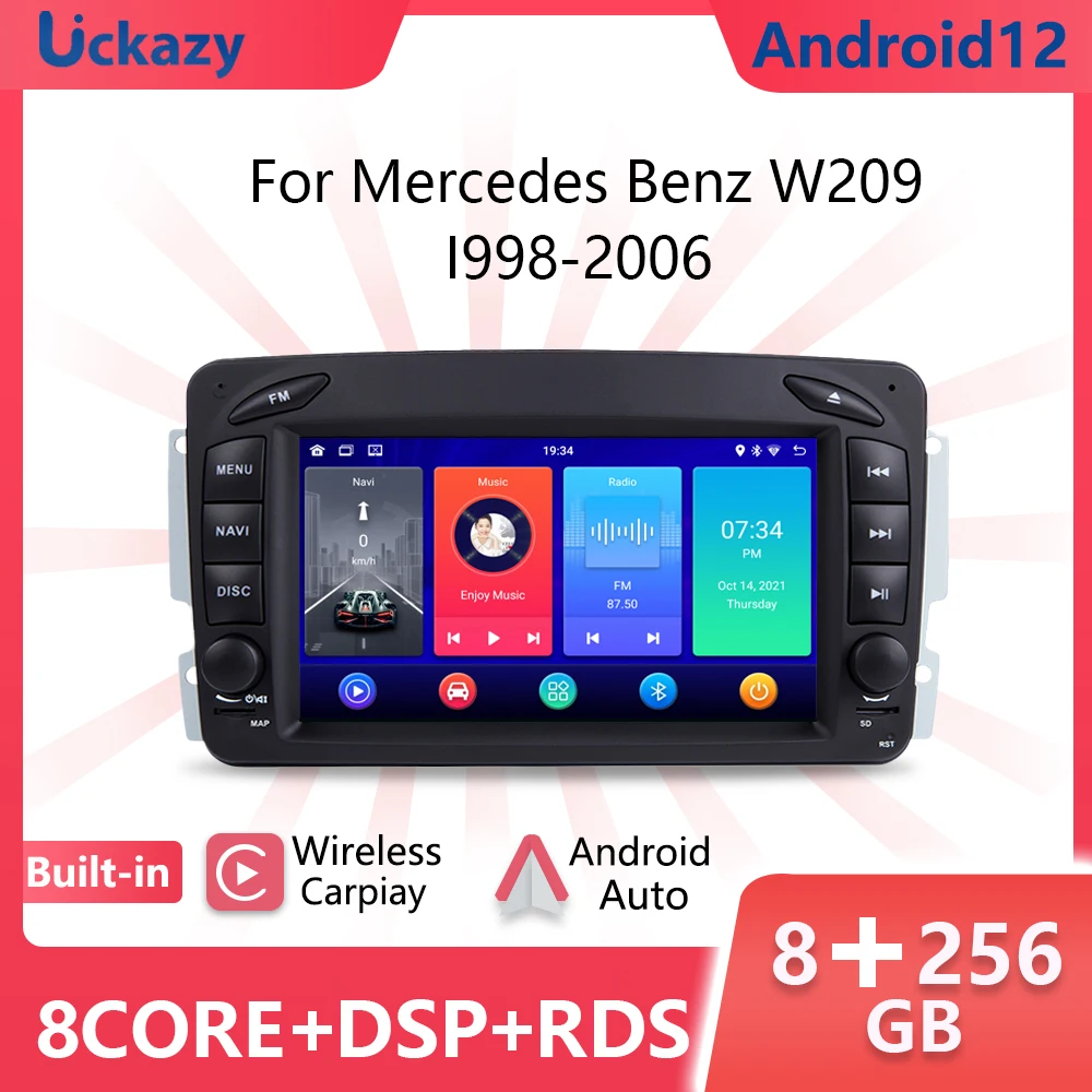 

8+256GB Android12 Car Radio For W203 Mercedes Benz Vito W639 W168 VaneoClk W209 W210 M/ML GPS Multimedia Stereo Audio carplay 4G