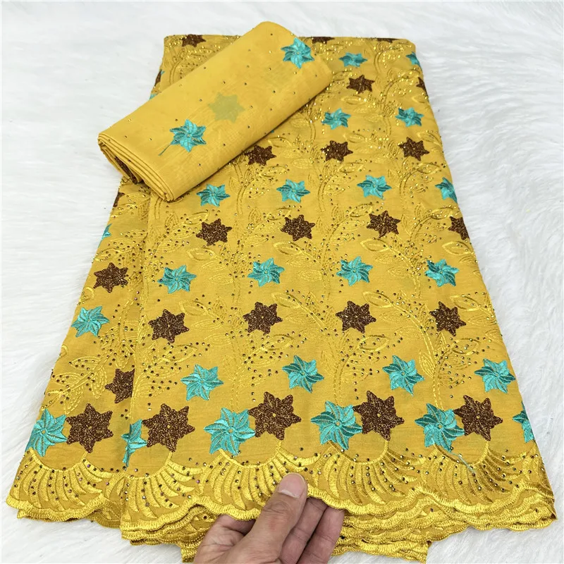 

5+2 yard With Scarf Swiss lace fabric Dry lace embroidery African 100% cotton fabrics Swiss voile lace Dubai style 18L1040701