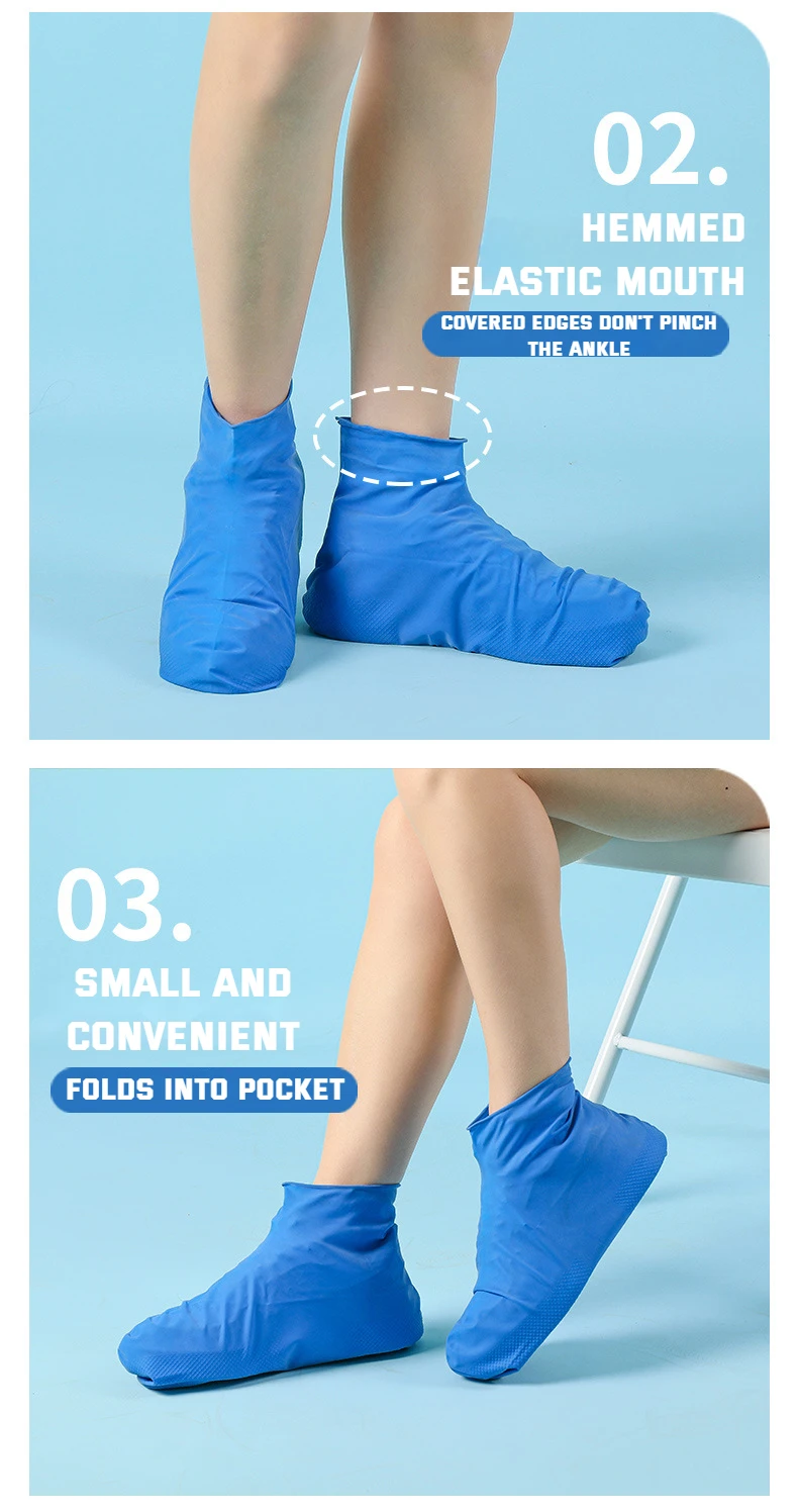 Neue Verdickte Elastische Latex-Schuhüberzüge Wasserdichte Schuhüberzüge Outdoor-Regenstiefel PVC-Silikon Rutschfeste Dicke Regenschuhüberzüge – Detail 7