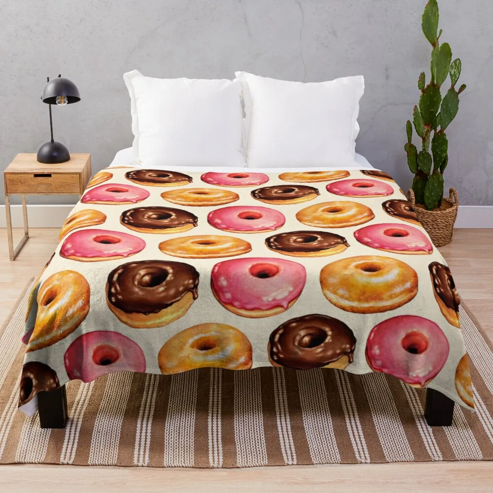 

Donut Pattern Throw Blanket Hairy Blankets Designer Blankets Furry Blanket sofa bed