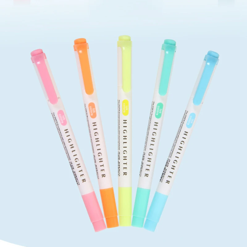 Double Headed Highlighter Pen Art Markers 5 Colors Kawaii Japanese Color Fluorescent Pens School & Office highlighter marker,highlighter pen,art marker,marker pen