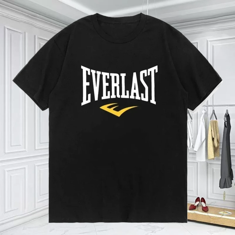 NEW EVERLAST Boxing T Shirt Men Women Summer Loose Casual Short Sleeve O Neck Cotton Fitness Sports Streetwear