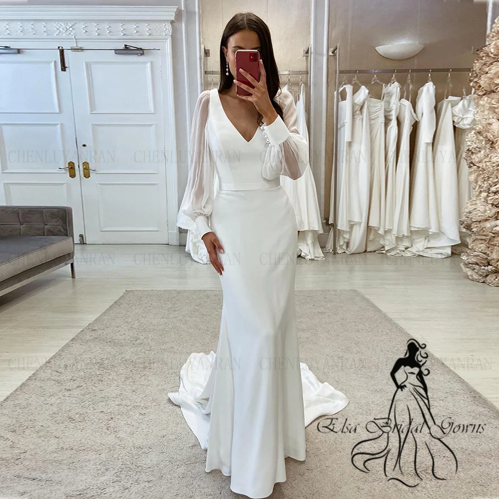 HAMMAH-Vestido de casamento sereia sem mangas para mulheres, decote em v,  sem costas, Sweep Train, apliques requintados, noiva, 2023 - AliExpress