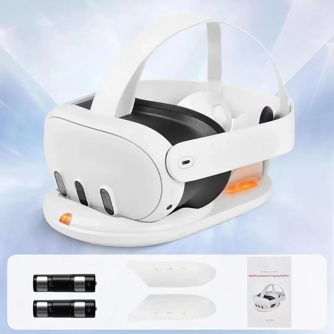 Aolion 오큘러스 퀘스트 3 VR 헤드셋 컨트롤러용 충전 스테이션 도크 스토리지 충전기, 메타 퀘스트 3 액세서리