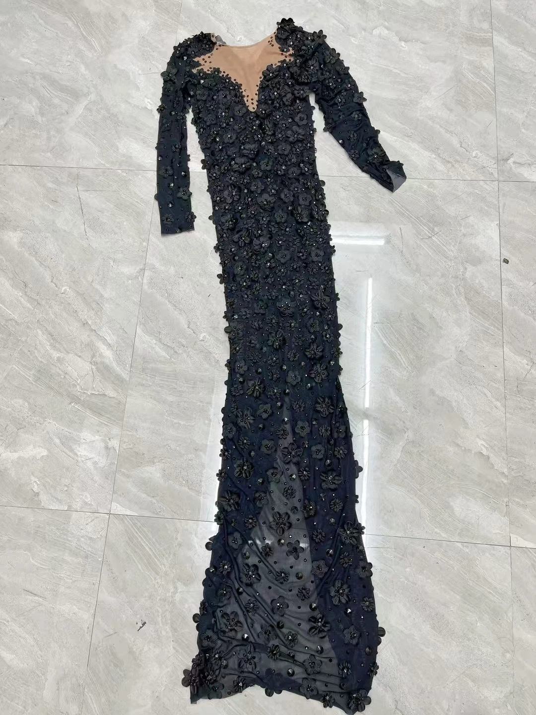 green emerald velvet dress Strappy Open-Back Long Prom Dress with Empire Waist Canary / Medium main image 0