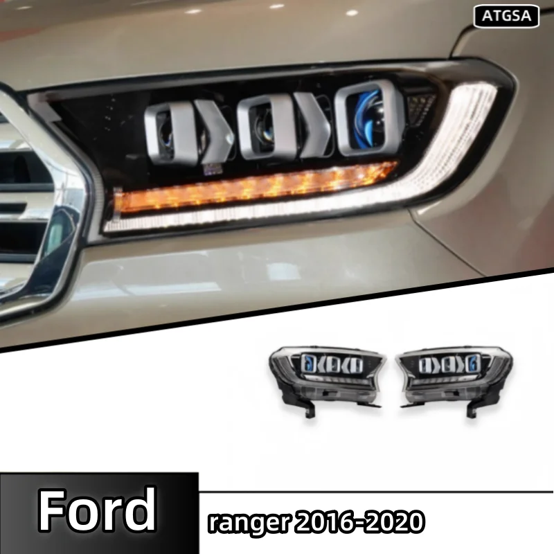 Suitable for Ford ranger 16-20 ranger Shaker headlight assembly modified LED day running light flow turn signal