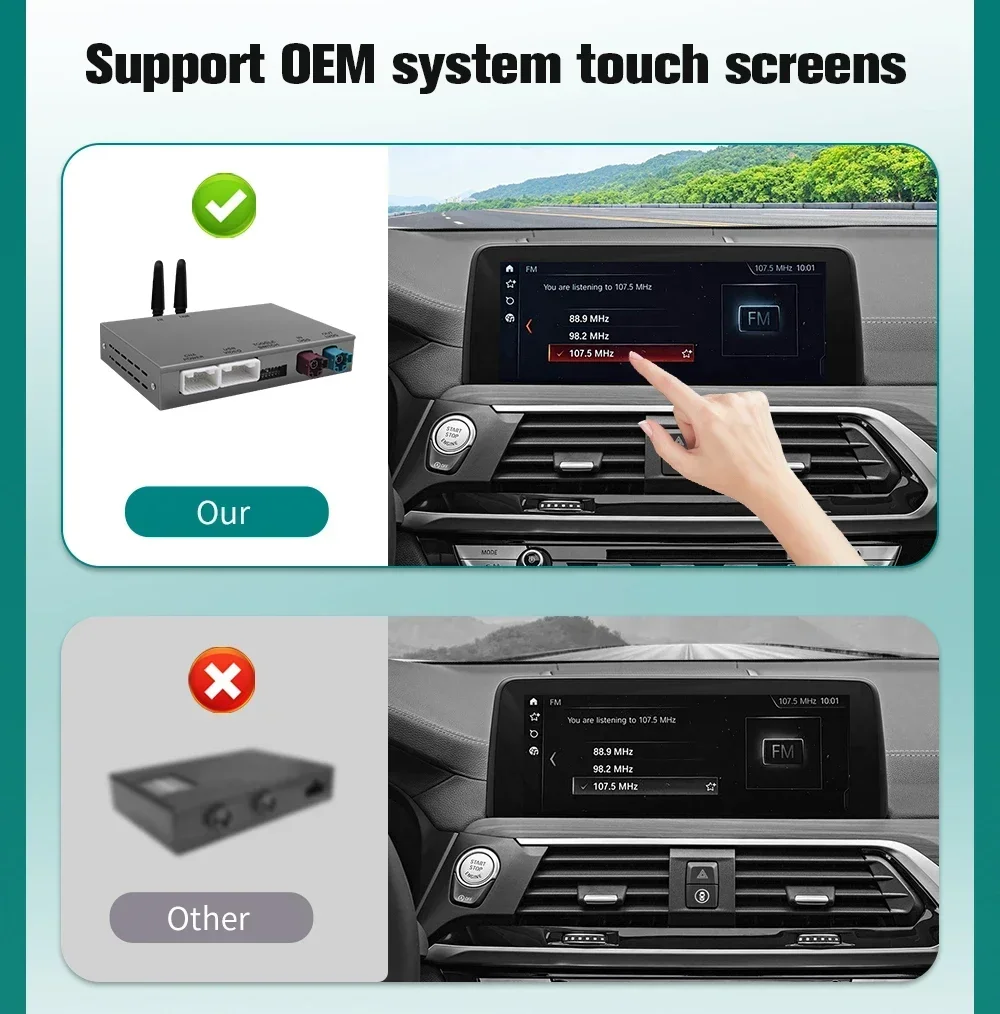Kabelloses CarPlay Android Auto für BMW 5er 7er Serie F10 F11 F07 GT F01 F02 F03 F04 2009-2016 mit Airplay BT Multimedia Decoder Box – Detail 19
