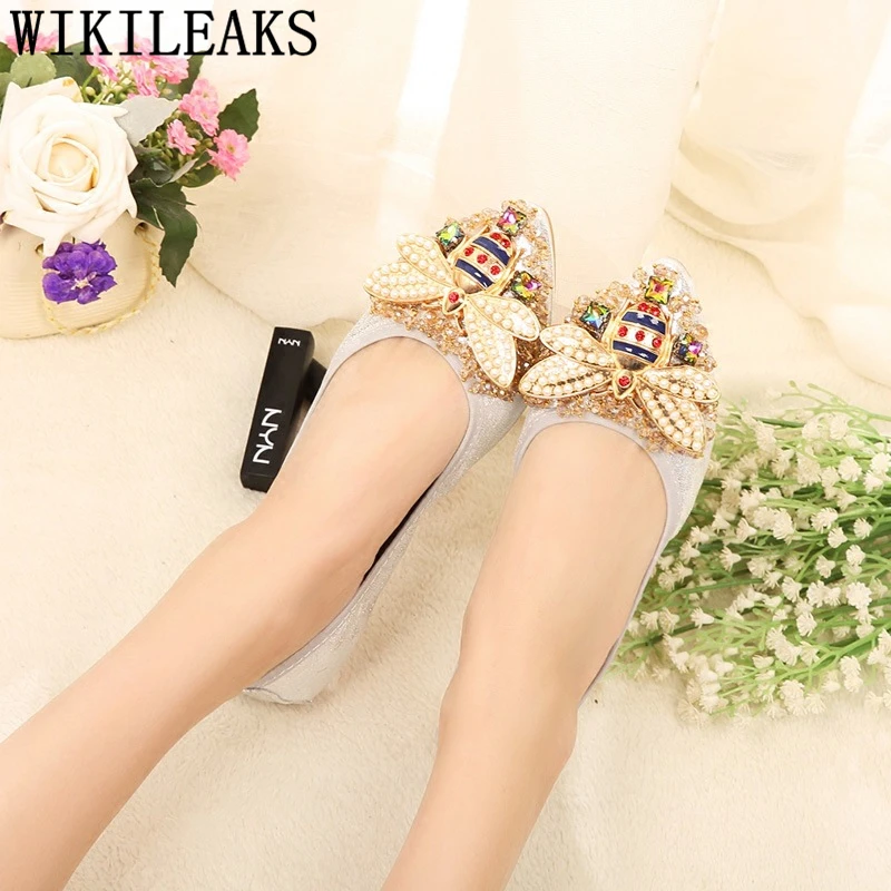 Pointed Toe Flats Comfortable Womens Shoes Black Shoes For Women Rhinestone Plus Size For Women Sepatu Wanita Korea Sapato
