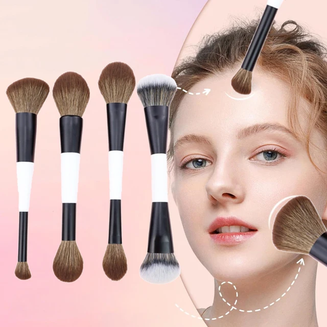【Peace】2 In 1 Professional Double Ended Makeup Brush Large Conical Head And Handle For Foundation Concealer Setting Make Up Tool