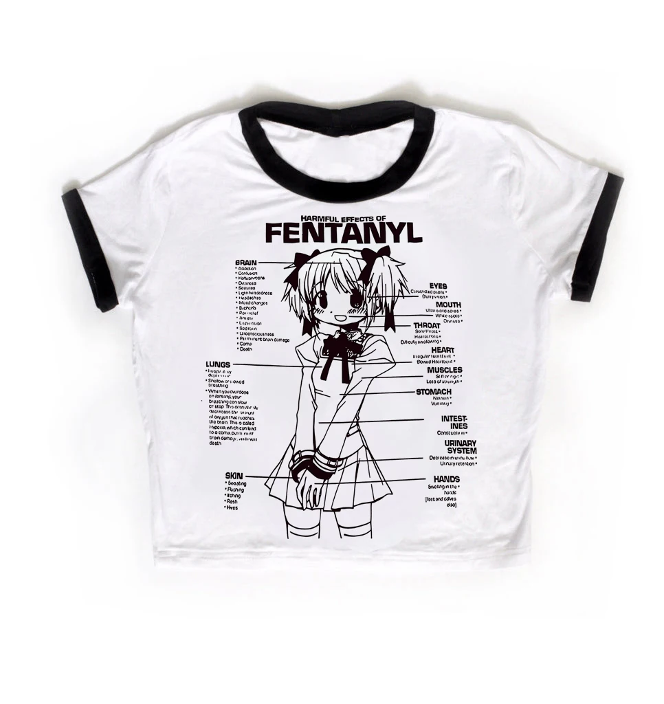 Emo Grunge Camicie Donna Grafica Baby Tees Falso Due Pezzi Manica Corta Vintage Y2k Crop Top Goth Alt Vestiti, A righe nere., S