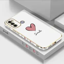 Luxurious Big Red Heart Plating Phone Case Cover - Moto G50 4G (White)