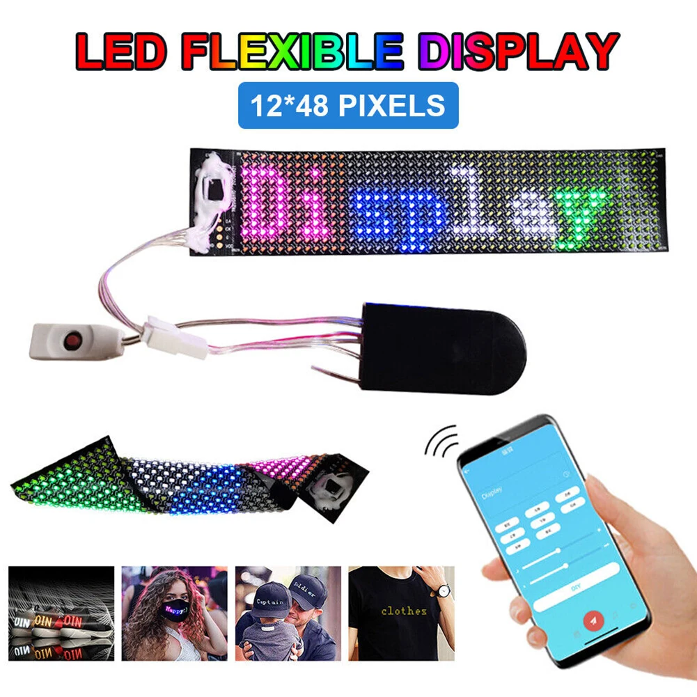 Ultra-Thin Flexible LED Lighting Panel Blue-tooth APP Programmable Dynamic Soft LED Screen For HAT Mask Bags Advertising Display