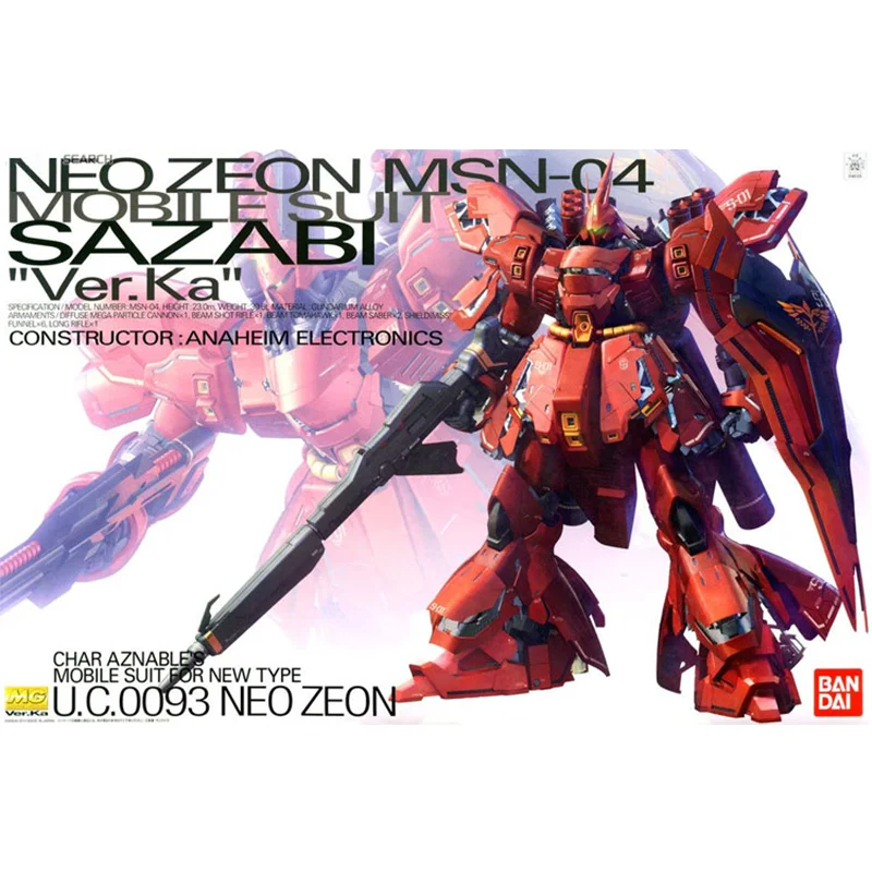 Bandai Original Gundam Model Kit Anime Figure SAZABI MSN-04 MG 1 