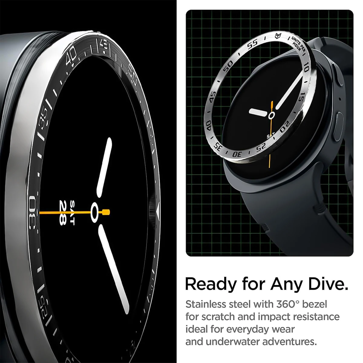 Elegant Metal Bezel Ring with Time/Speed Scale for Smartwatch Protection