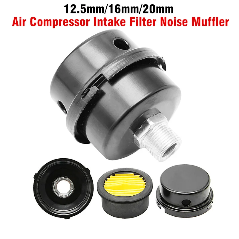 Compressor de ar sem Óleo Filtro de Entrada Silenciador de Ruído Silenciador Metal Peças do Compressor de ar 12.5 mm 16 mm Rosca 20 mm M12 4