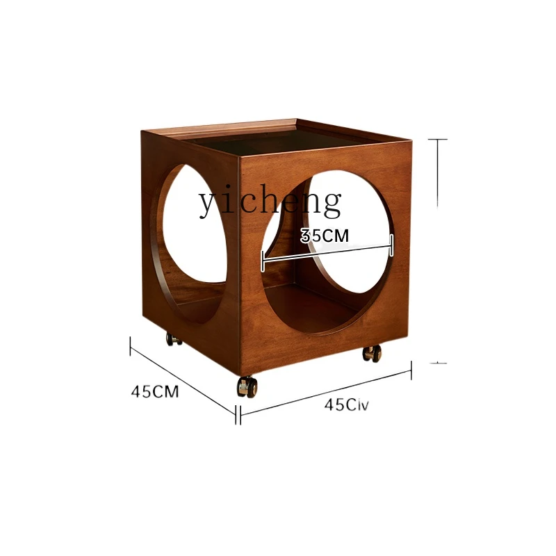 

ZC Retro Sofa Side Table Table Living Room Home Solid Wood Leisure Movable Small Coffee Table