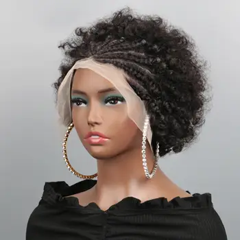 Peluca afro rizada trenzada de cabello humano con encaje frontal 13x4 1