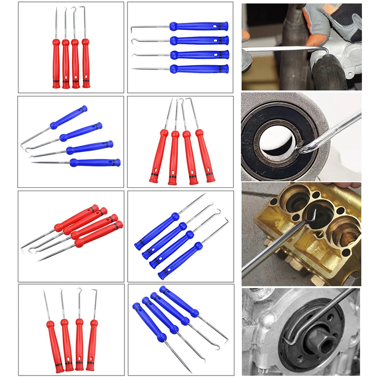 Car Auto Vehicle Oil Seal Screwdrivers Set 4/6pcs O-Ring Seal Gasket Puller Remover Pick Hooks Tools 180mm 255mm Sealing Tool