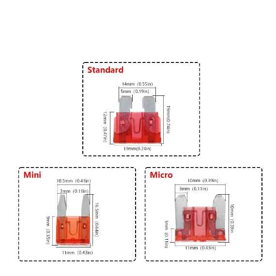 Waterproof Mini Small/Medium Automotive Fuse Holder 18/16/14AWG Insert Fuse 3A 5A 7.5A 10A 15A 20A 40A Standard/Mini/Micro Car Fuse Holder