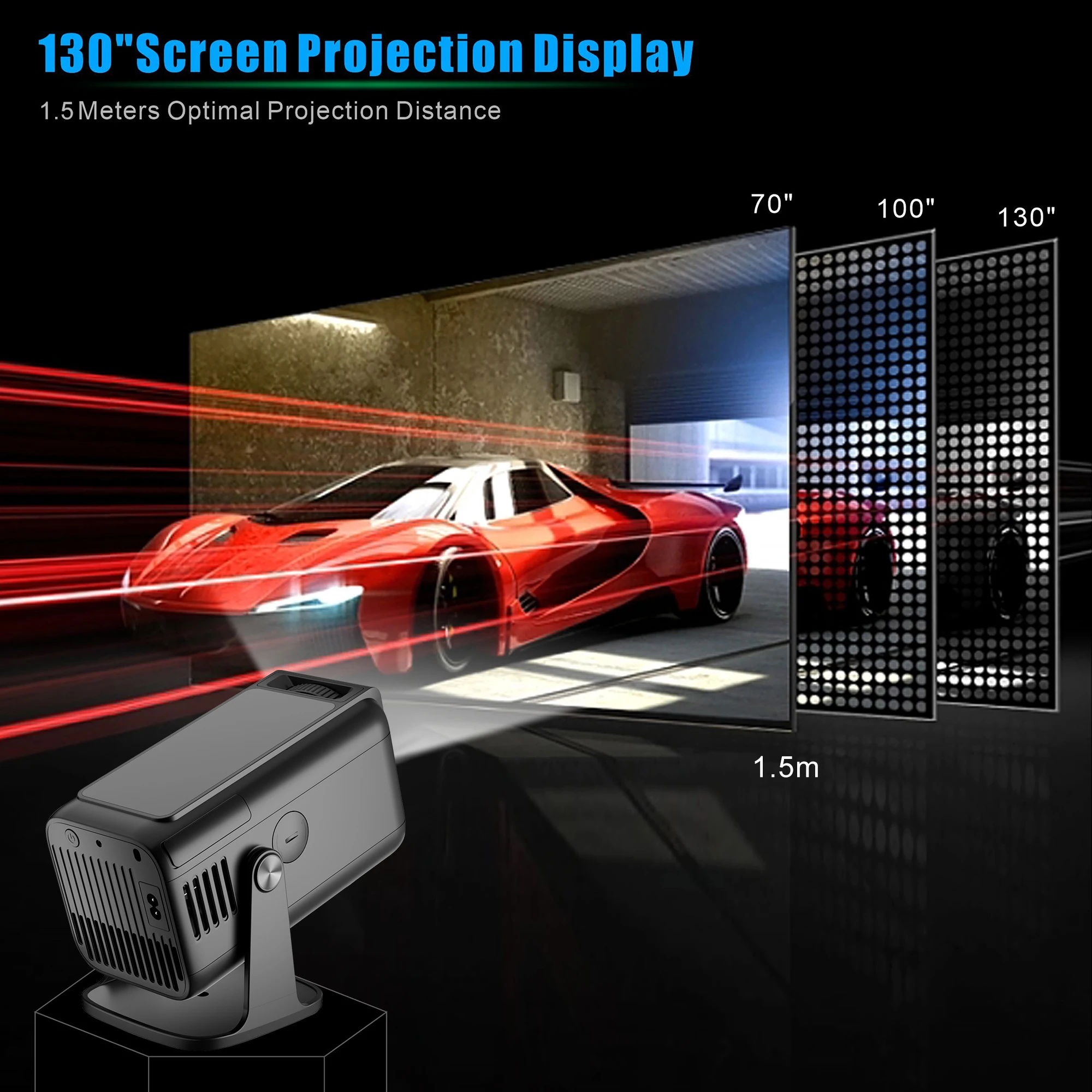 Portable Projector Salange HP320 Android 13 Smart Projector 4k 1920*1080P HD 5G WiFi BT5.0 Intelligent Control Auto Correction Video LED Proyector