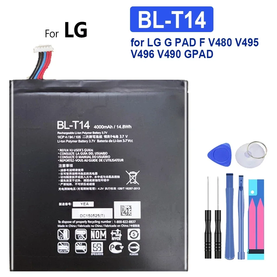 Tablet Battery for LG G PAD F V480 V495 V496 V490 GPAD BL-T14 4000mAh