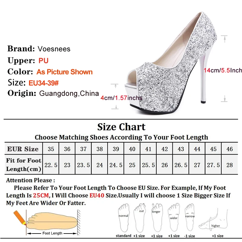 Thick Platform Shoes Women 10 12 14CM Sexy Peep Toe High Heels Pumps Glitter Sequin Europe and America Style Party Banquet Shoes 4