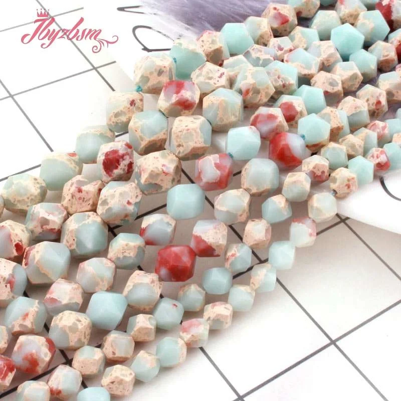 

6,8,10mm Round Cube Faceted Green ShouShan Stone Spacer Loose Beads for Women Men DIY Necklace Bracelet Jewelry Making 15"