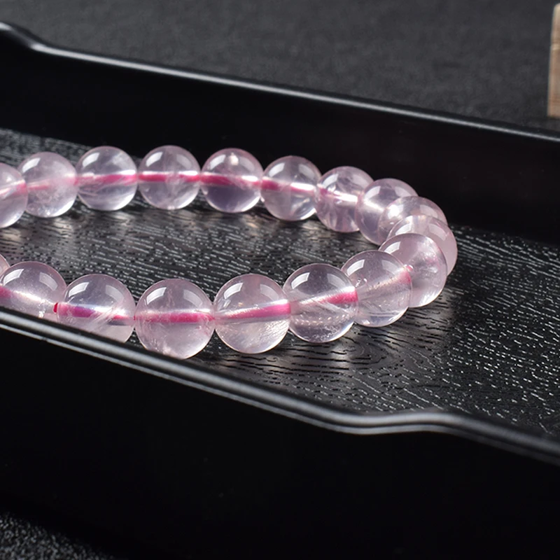 Natural Rose Quartz Beaded Bracelet For Women