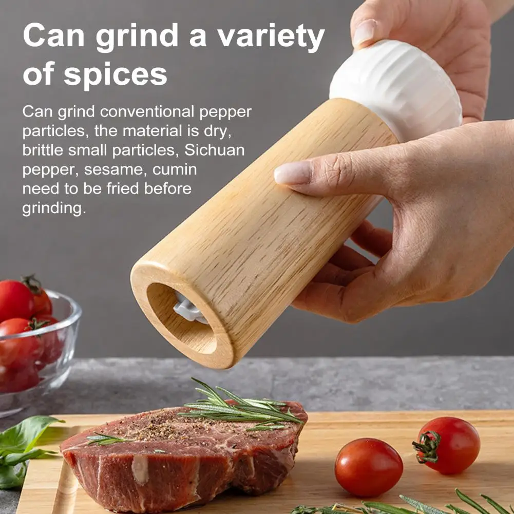6/7 Inches Wooden Pepper Grinder Manual Salt And Pepper Mill Adjustable Coarse-grained Grinder Refillable Salt Mill Ceramic Lid