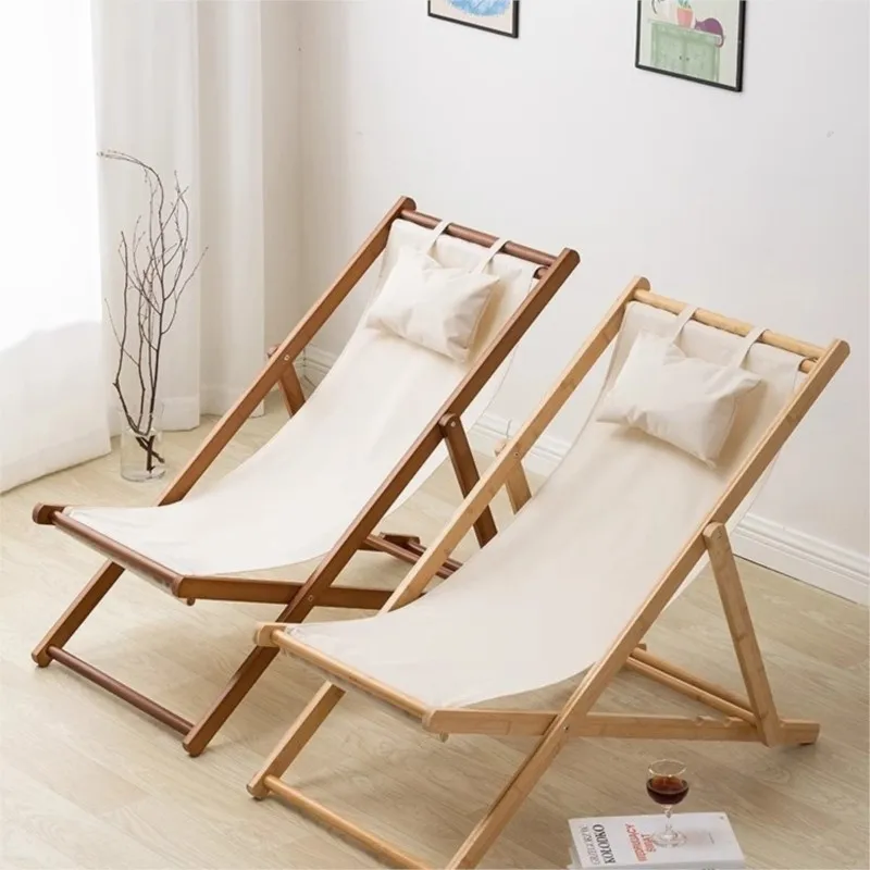 Folding Chair Folding Portable Chairs Solid Wood Lounge Chair Balconies Home Leisure Outdoor Canvas Beach Chairs Outdoor Camping Camping Chair