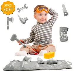 Ensemble d'outils de Construction pour bébés, jouets en peluche pour tout petits, avec marteau, clé, hache, scie, perceuse électrique, Kit d'outils de Construction pour enfants 