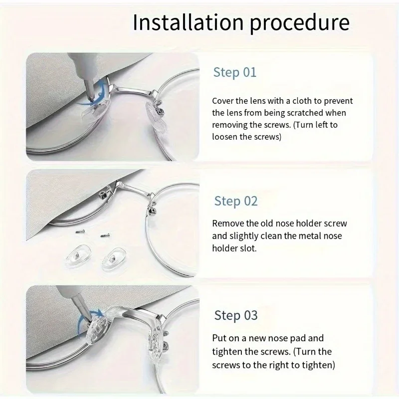 10개 U자형 실리콘 코패드-안경용 수리 키트, 미끄럼 방지, 부드럽고 통기성 좋은 안경 액세서리 안경 코패드