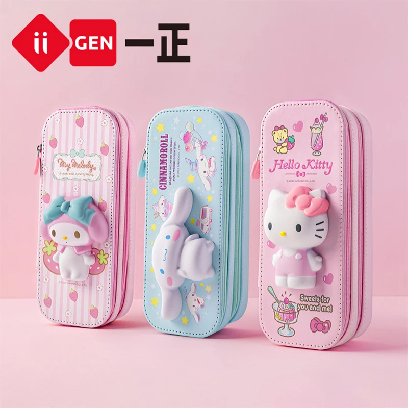

Iigen One Original Stationery Sanrio Decompression Student Learning Supplies Double Layer Pen Box 3d Cartoon Stationery Box Chil
