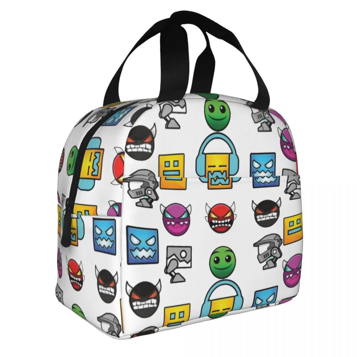 

Geometry Cube Dash Gaming Old School Insulated Lunch Bags Cooler Bag Reusable Leakproof Lunch Box Tote Men Women School Outdoor