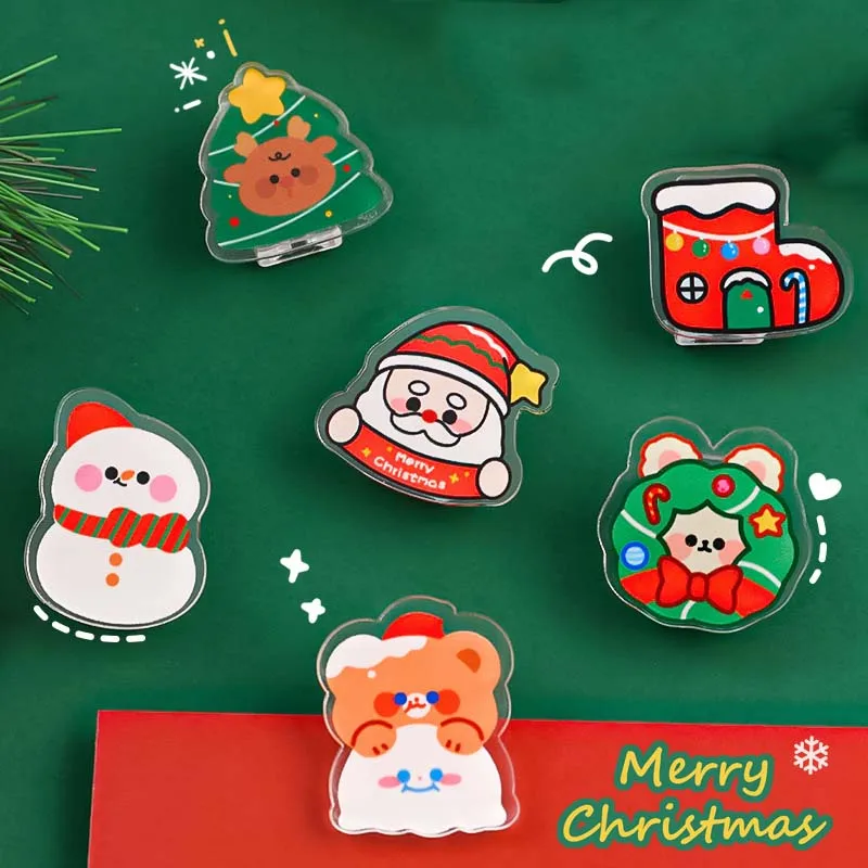 

Kawaii 6pcs/lot acrylic binder Clip Christmas Song Decorative Bookmark Binder Clips Stationery