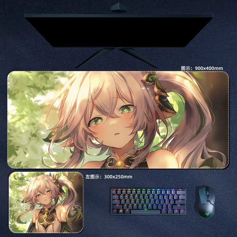 Nahida Genshin Impact Mouse Pad Mousepad Padding Teclado Computer Pad Anime pc Jogos Acessórios Desk Mat Lesser Lord Kusanali - Imagem 3