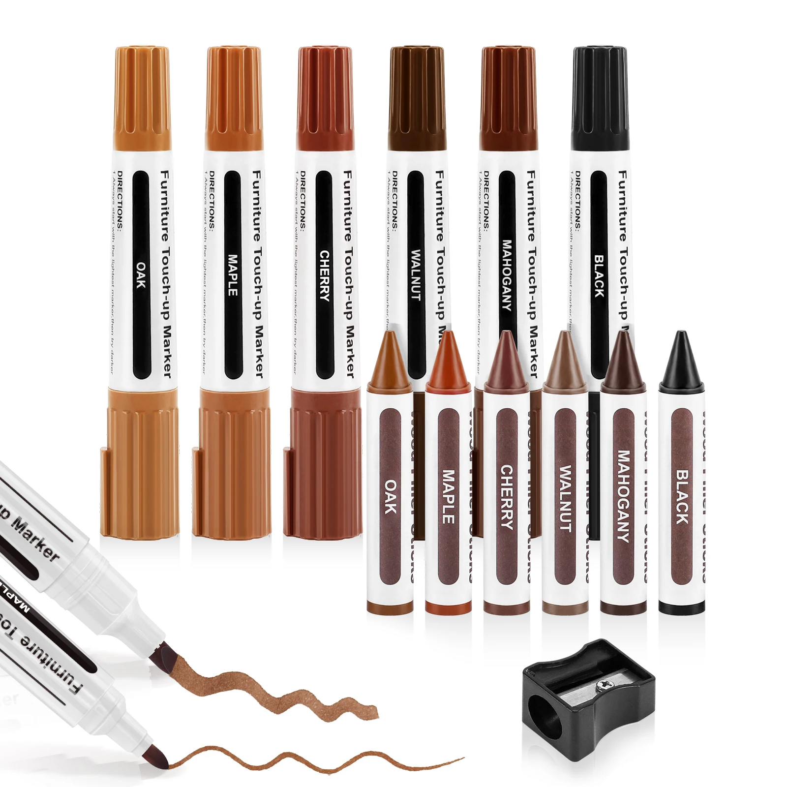 Dual Tip Furniture Touch Up Kit Paint Repair Pen Markers Amp Filler Sticks 13/26Pcs Wood Composite Grain Scratches Restore Patch wood paint markers,wood paint repair paste,wood furniture refinishing paste