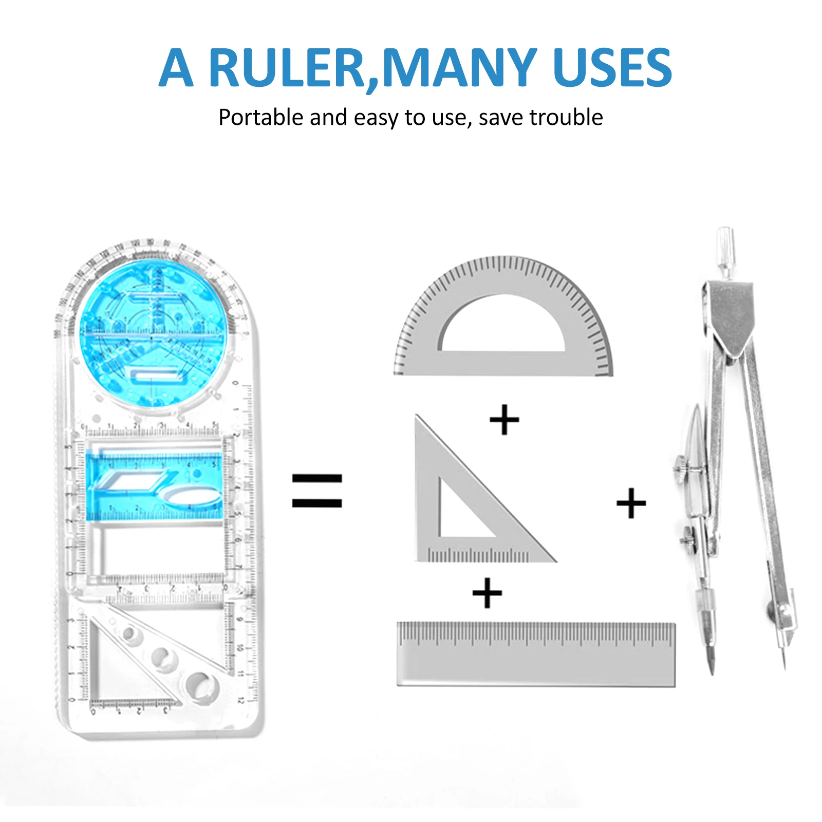 Multifunctional Geometric Ruler Drawing Ruler Template Measuring