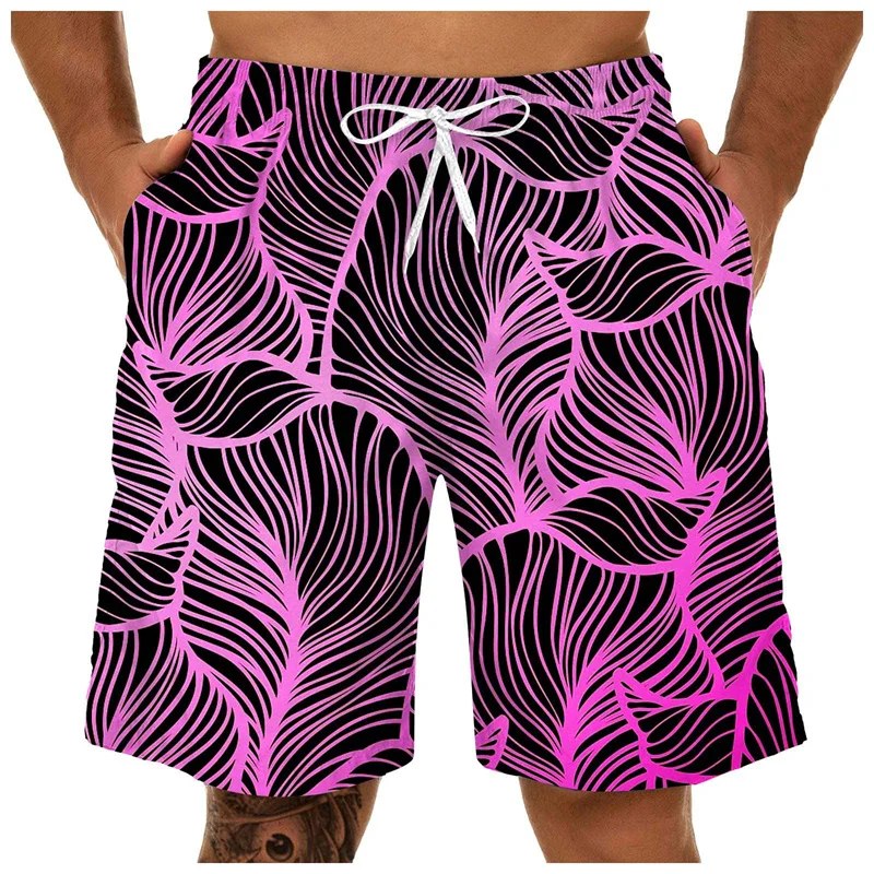 

Colorful Hawaiian 3D Print Beach Shorts Men Tropical Plants Pattern Summer Swimming Trunks Casual Quick Dry Surf Board Shorts