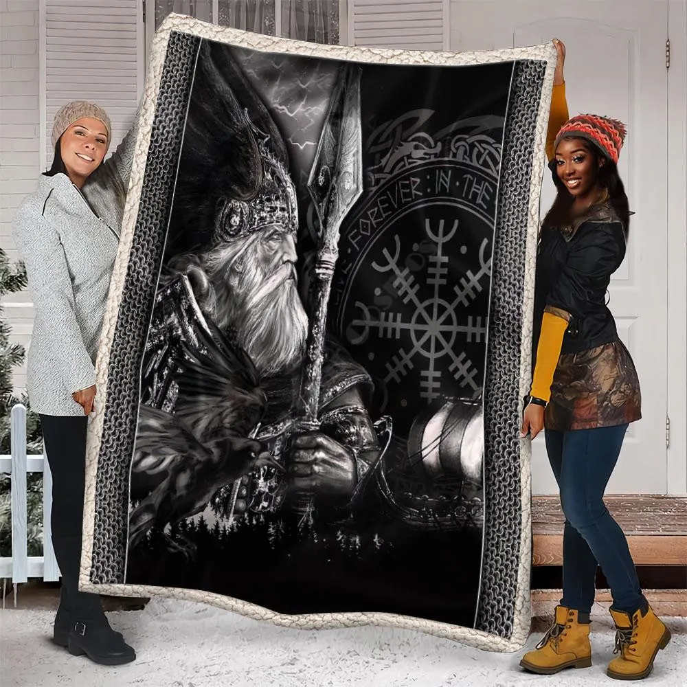 

Viking Odin God Blanket 3D All Over Printed Fleece Blanket on Bed Home Textiles Dreamlike Sherpa Blanket Adult For Kids