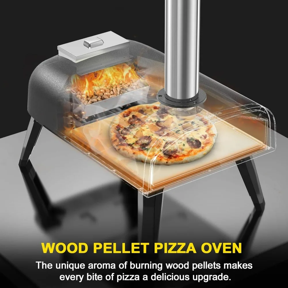 Portable Outdoor Wood-Fired and Pellet Pizza Oven, Stainless Steel for Backyard Pizza Parties